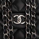 Chanel Quilted Lambskin Palladium Jumbo Double Flap Crossbody Bag