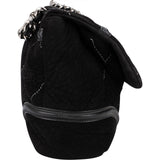Chanel Suede Shearling Palladium Jumbo Single Flap Shoulder Bag