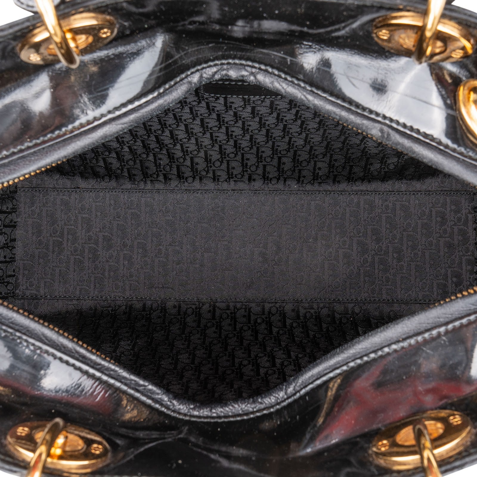 Christian Dior Quilted Patent Leather Lady Dior Handbag - vintageandkickz