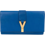 Yves Saint Laurent Blue Leather Y-Ligne Chyc Clutch Bag