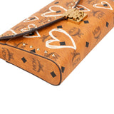 MCM Monogram Patricia Visetos Studded Heart Wallet On Chain Crossbody Bag
