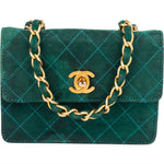 Chanel Stitching Suede 24K Gold Mini Single Flap Crossbody Bag - vintageandkickz