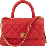 Chanel Caviar Leather Coco Top Handle Crossbody Handbag