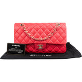 Chanel Quilted Lambskin Medium Double Flap Shoulder Bag Hot Pink