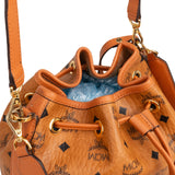 MCM Monogram Visetos Aren Drawstring Bucket Crossbody Bag