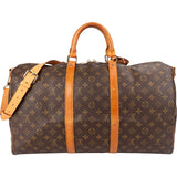 Louis Vuitton Monogram Canvas Keepall 50 Bandoulière Travel Bag