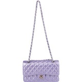 Chanel Quilted Metallic Lambskin Medium Double Flap Crossbody Bag