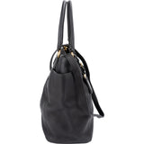 Prada Black Vitello Daino Leather Tote Handbag