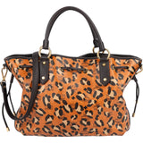 MCM Monogram Leopard Print Visetos Drawstring Tote Handbag