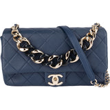 Chanel Quilted Lambskin Medium Flap Chunky Handle Crossbody Bag