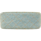 Chanel Iconic Quilted Denim 24K Gold Small Top Handle Handbag
