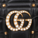 Gucci Quilted Leather GG Marmont Pearly Studs Shoulder Crossbody Bag