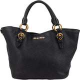Miu Miu Grained Leather Vitello Daino Tote Handbag