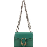Gucci Grained Green Leather Dionysus Crystal Small Crossbody Bag