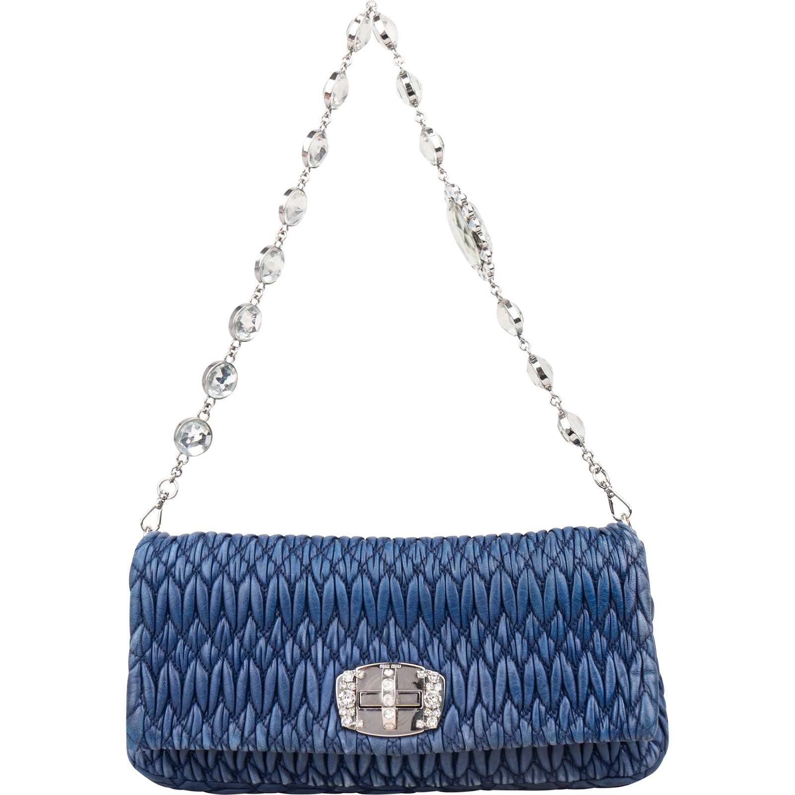 [🔄️B09 / F16] Miu Miu Matelassé Nappa Leather Crystal Bag Handbag - vintageandkickz