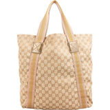 Gucci Monogram GG Canvas Metallic Web Stripe Tote Hobo Handbag