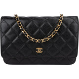 Chanel Quilted Caviar Leather Wallet On Chain Crossbody Bag
