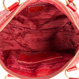 Prada Red Vitello Lux Leather Bauletto Handbag