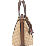 Gucci Monogram GG Canvas Bella Bamboo Tassel Tote Handbag