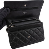 Chanel Quilted Lambskin Palladium Wallet On Chain Crossbody Bag