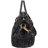 Prada Black Matelassé Nappa Leather Gaufre Satchel Handbag