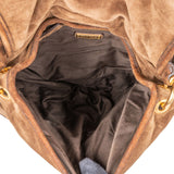 Miu Miu Brown Suede Leather Coffer City Handbag