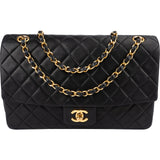 Chanel Quilted Lambskin Medium 24 K Gold Zip Single Flap Shoulder Bag