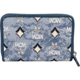MCM Visetos Monogram Denim Jacquard Small Zip Wallet
