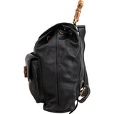Gucci Noir Calfskin Leather Bamboo Backpack