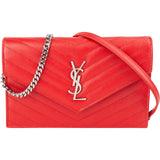 Yves Saint Laurent Grain de Poudre Leather Envelope Wallet On Chain Crossbody Bag