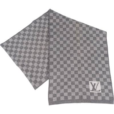 Louis Vuitton Wool Monogram Damier Schal Scarf - vintageandkickz