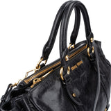 Miu Miu Black Vitello Lux Leather Bow Handbag