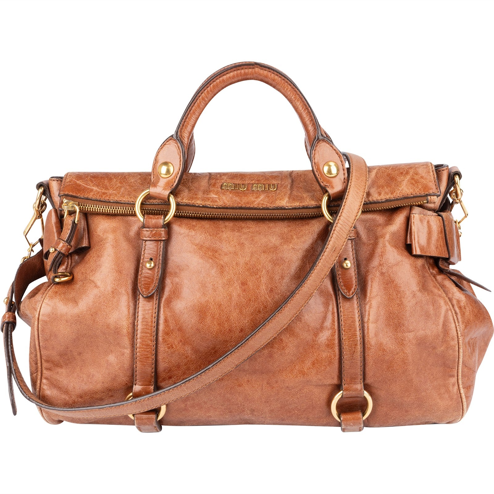 [🔄️B24 / F16] Miu Miu Vitello Lux Bow Bag Handbag - vintageandkickz