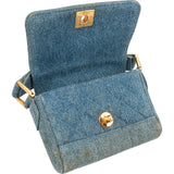 Chanel Iconic Quilted Denim 24K Gold Single Flap Runaway Shoulder Bag