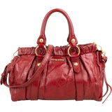 Miu Miu Vitello Lux Leather Gathered Satchel Handbag