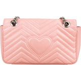 Gucci Pink Leather GG Marmont Matelassé Shoulder Crossbody Bag