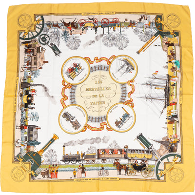 Hermès Les Merveilles de la Vapeur Silk Carre 90 Scarf Tuch