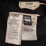 Fendi Black Wool Leather Bow Shoulder Shift Short Sleeve Dress (IT38)