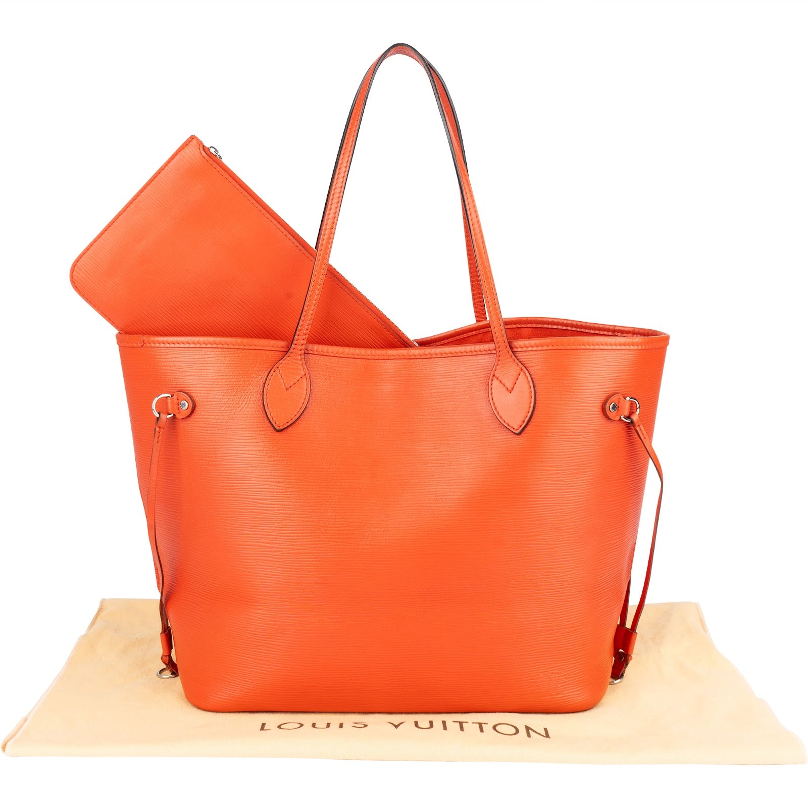 Louis Vuitton Orange Epi Leather Neverfull MM Shoulder Bag - vintageandkickz