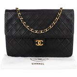 [🔄️B23 / F15] Chanel Quilted Lambskin Medium Double Flap Shoulder Bag - vintageandkickz