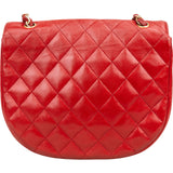 Chanel Quilted Lambskin Half Moon Single Flap Crossbody Bag