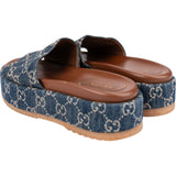 Gucci Denim GG Platform Slide Sandal Sandals (38)