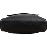 Ermenegildo Zegna Black Pebbled Leather Messenger Crossbody Bag