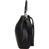 Gucci Black Leather Bamboo Hobo Shoulder Bag