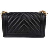 Chanel Quilted Chevron Boy Single Flap Crossbody Bag