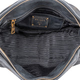 Prada Black Leather Buckle Tote Handbag