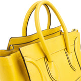 Celine Yellow Drummed Calfskin Luggage Tote Handbag