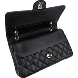 Chanel Quilted Caviar Leather Palladium Medium Double Flap Shoulder Bag