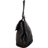 Gucci Black Pebbled Leather Bamboo Handbag