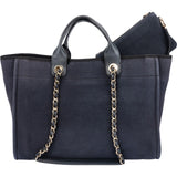 Chanel Bleu Cotton Deauville Tote Handbag